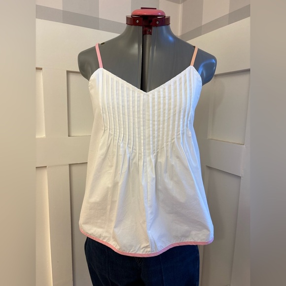Strut & Bolt Tops - Funky White Camisole with Pink Straps Size Large